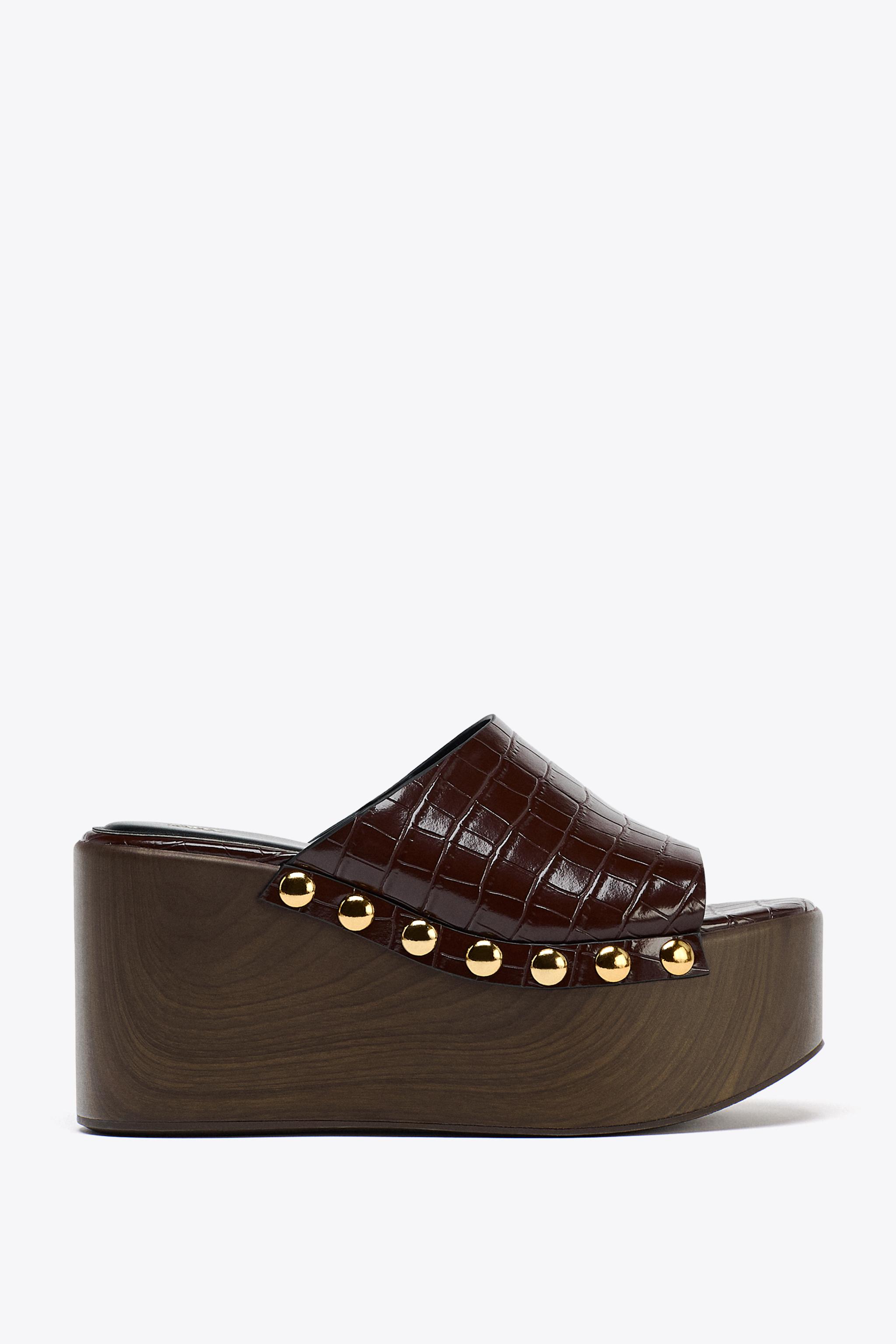 レリーフ加工プラットフォームウェッジ - ブラウン | ZARA Japan