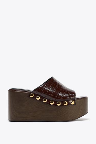 GIÀY GÓT XUỒNG VÂN NỔI - Màu nâu từ Zara