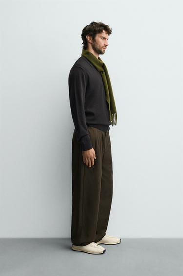 POLO EN MAILLE 100% LAINE - Marron foncé de Zara - Image 3