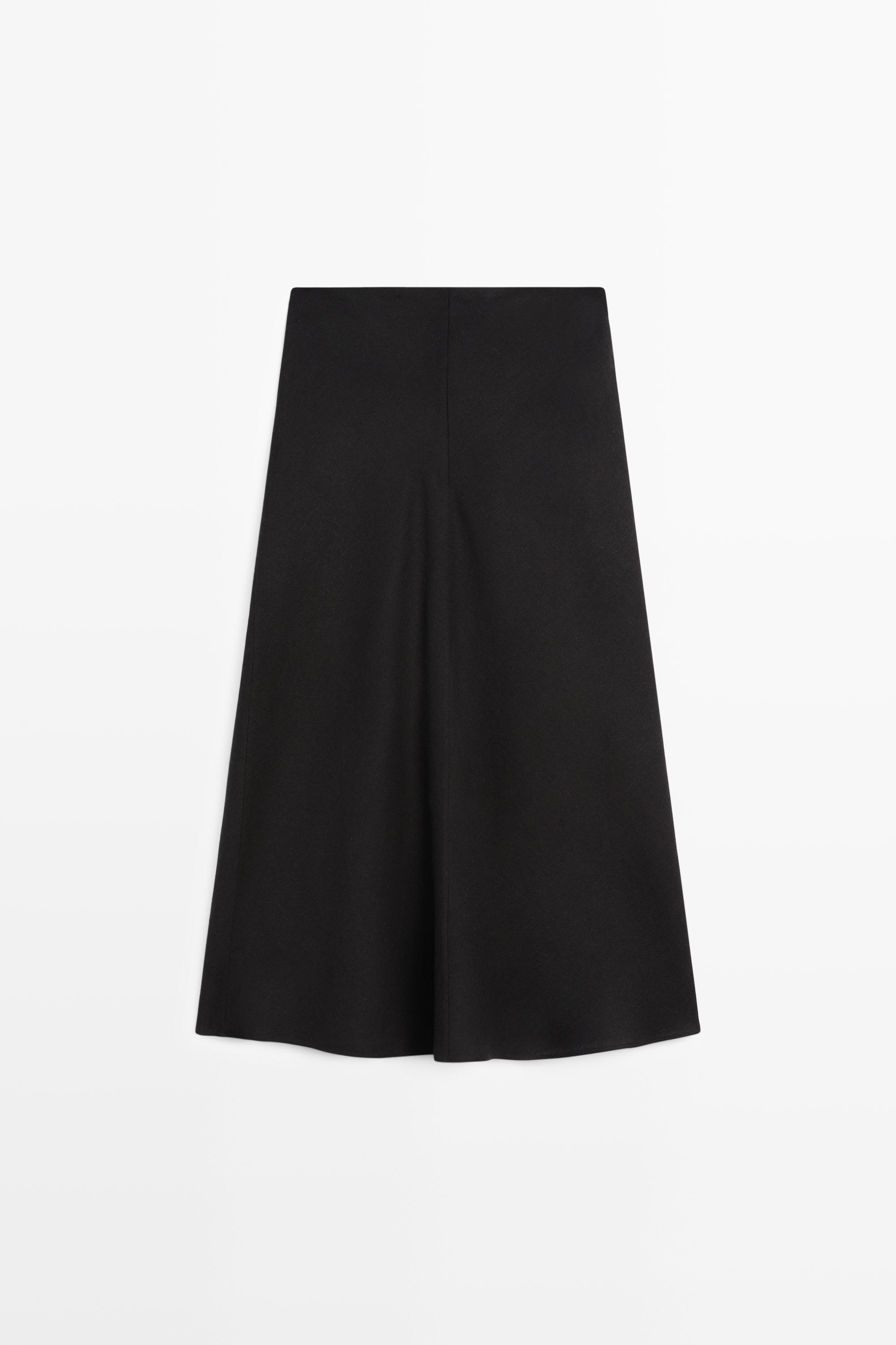 Straight linen midi skirt