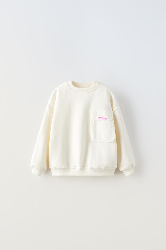 LABEL POCKET SWEATSHIRT - Oyster-white | ZARA United States