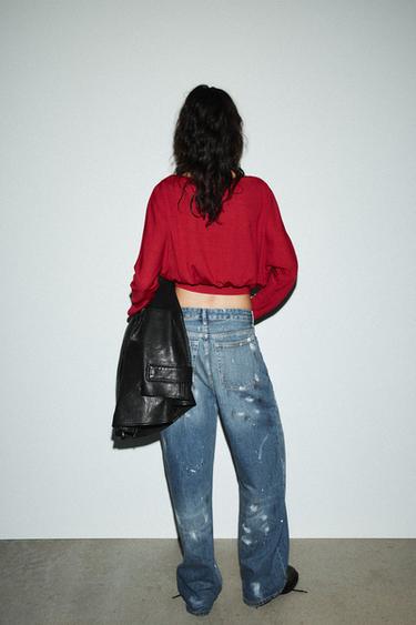 PULL DOUX À MANCHES LONGUES - Rouge foncé de Zara - Image 5