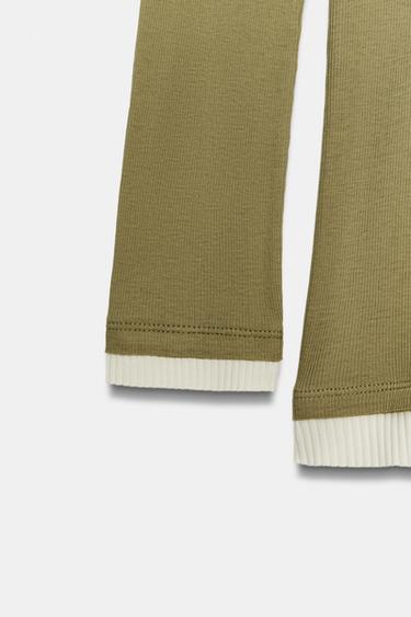 T-SHIRT DOUBLE EN COTON SUPIMA® - Kaki de Zara - Image 6
