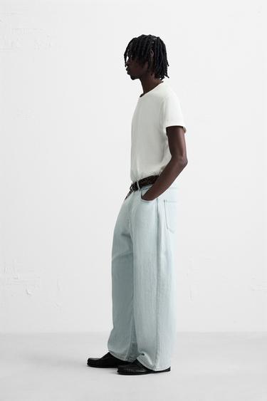 LIGHTWEIGHT LOOSE WIDE-LEG JEANS - Light blue by Zara