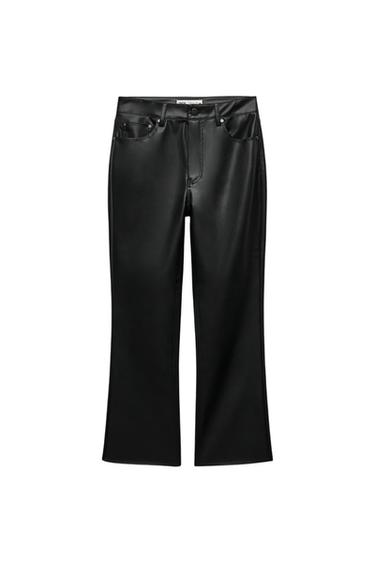 CROPPED FAUX LEATHER TROUSERS