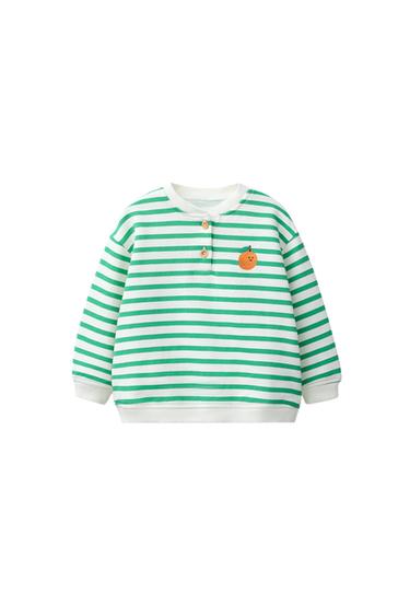 Zara MANDARIN EMBROIDERED SWEATSHIRT - Green