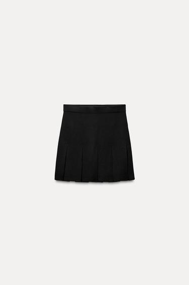 FALDA MINI PUNTO TABLAS - Negro de Zara