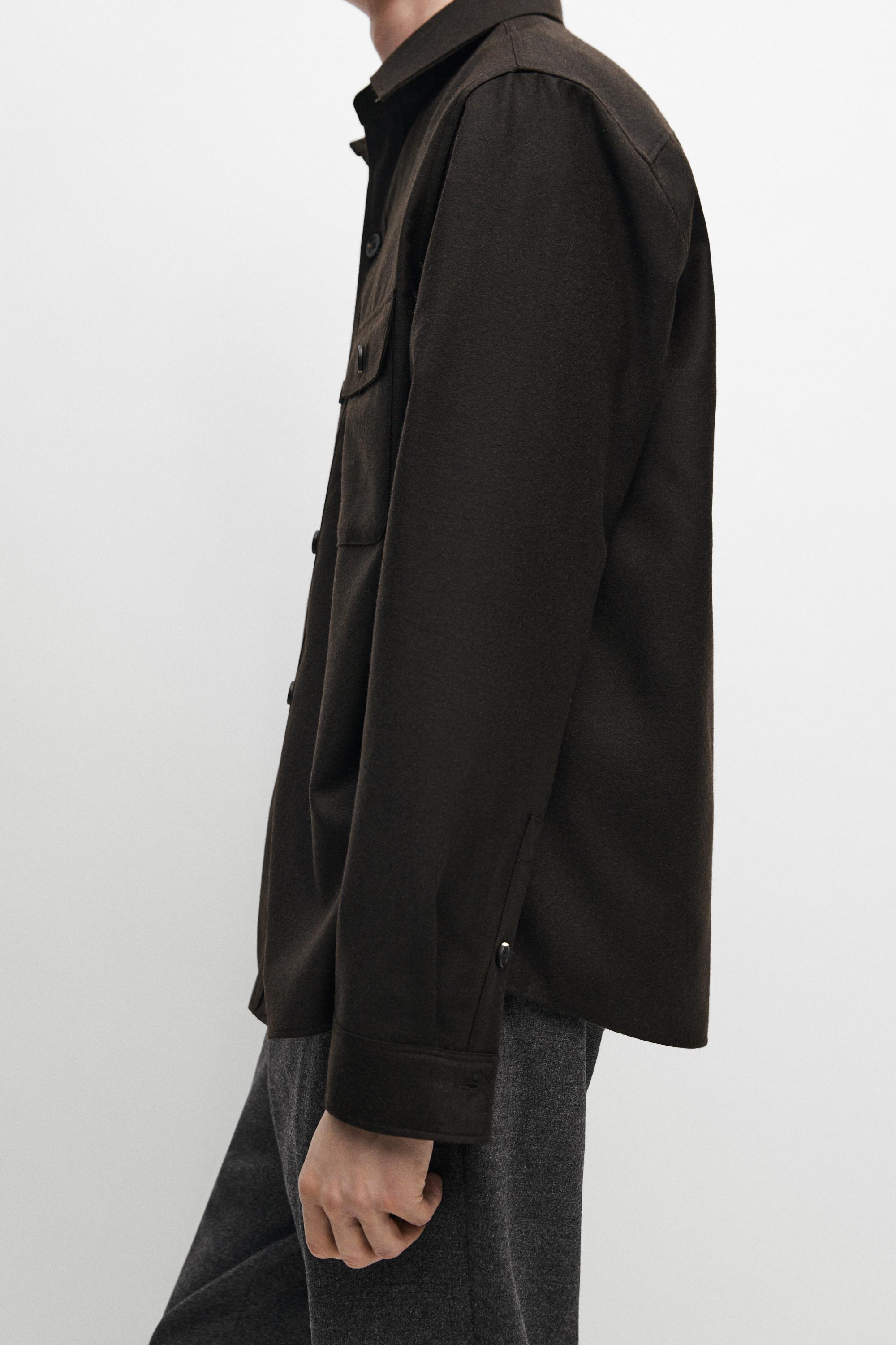 100% wool overshirt with pockets