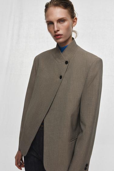 Zara ZW COLLECTION 立領西裝外套 - 米色