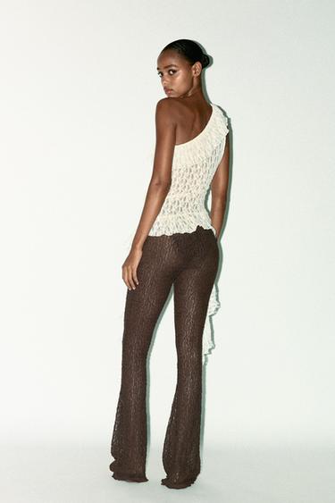 TOP ASYMÉTRIQUE EN DENTELLE - Blanc de Zara - Image 4