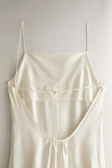 CHEMISE DE NUIT LONGUE SATIN - Écru de Zara - Image 4