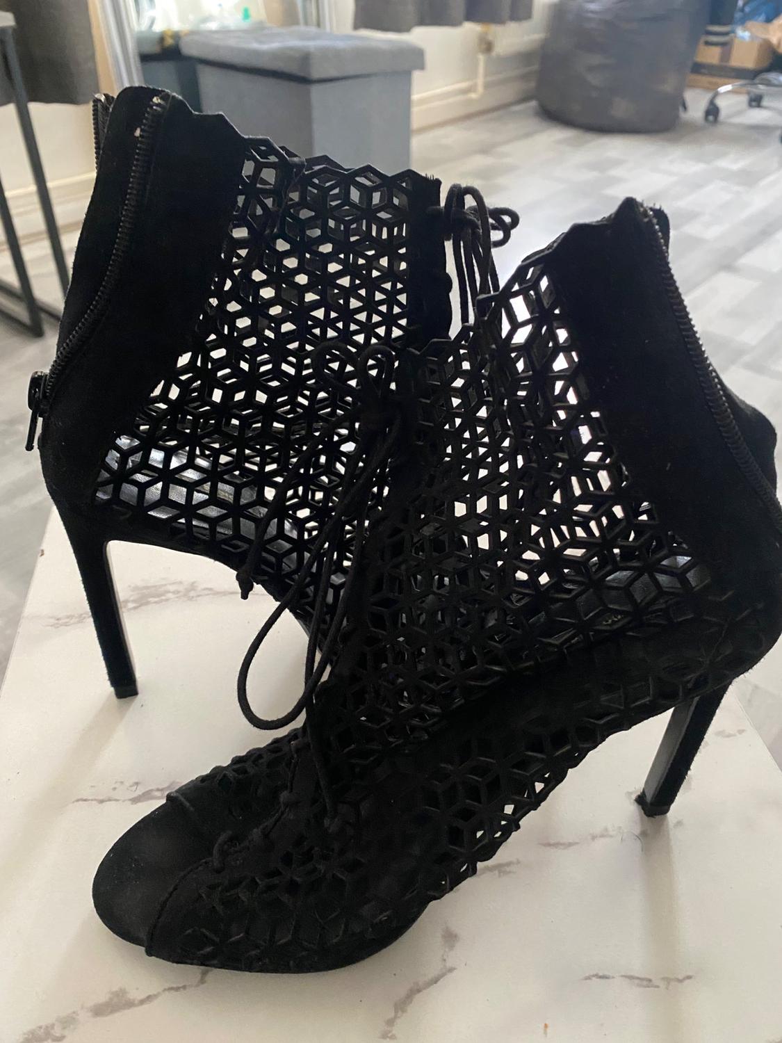 GEOMETRIC CUT OUT LACE UP PEEP TOE HEEL - Image 2