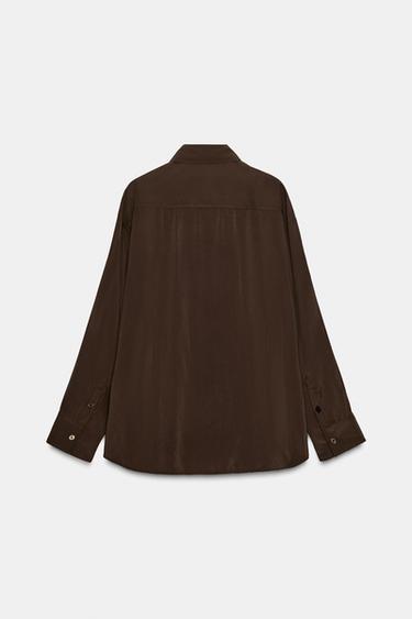 CHEMISE OVERSIZE FLUIDE - Marron chocolat de Zara - Image 5