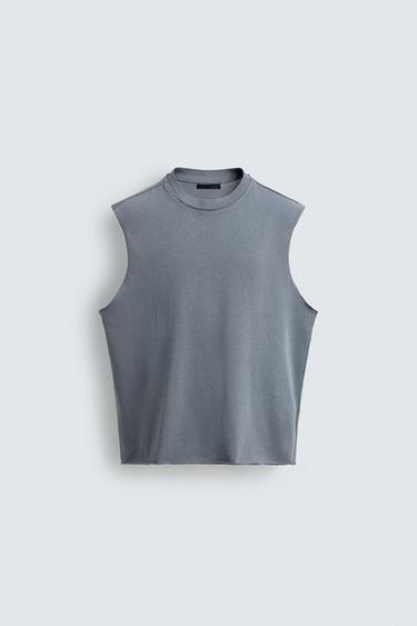 CAMISETA TANK PUNTO IRREGULAR - Azul claro de Zara