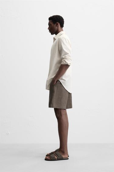 100% LINEN BERMUDA SHORTS - Brown / Taupe by Zara - Image 3