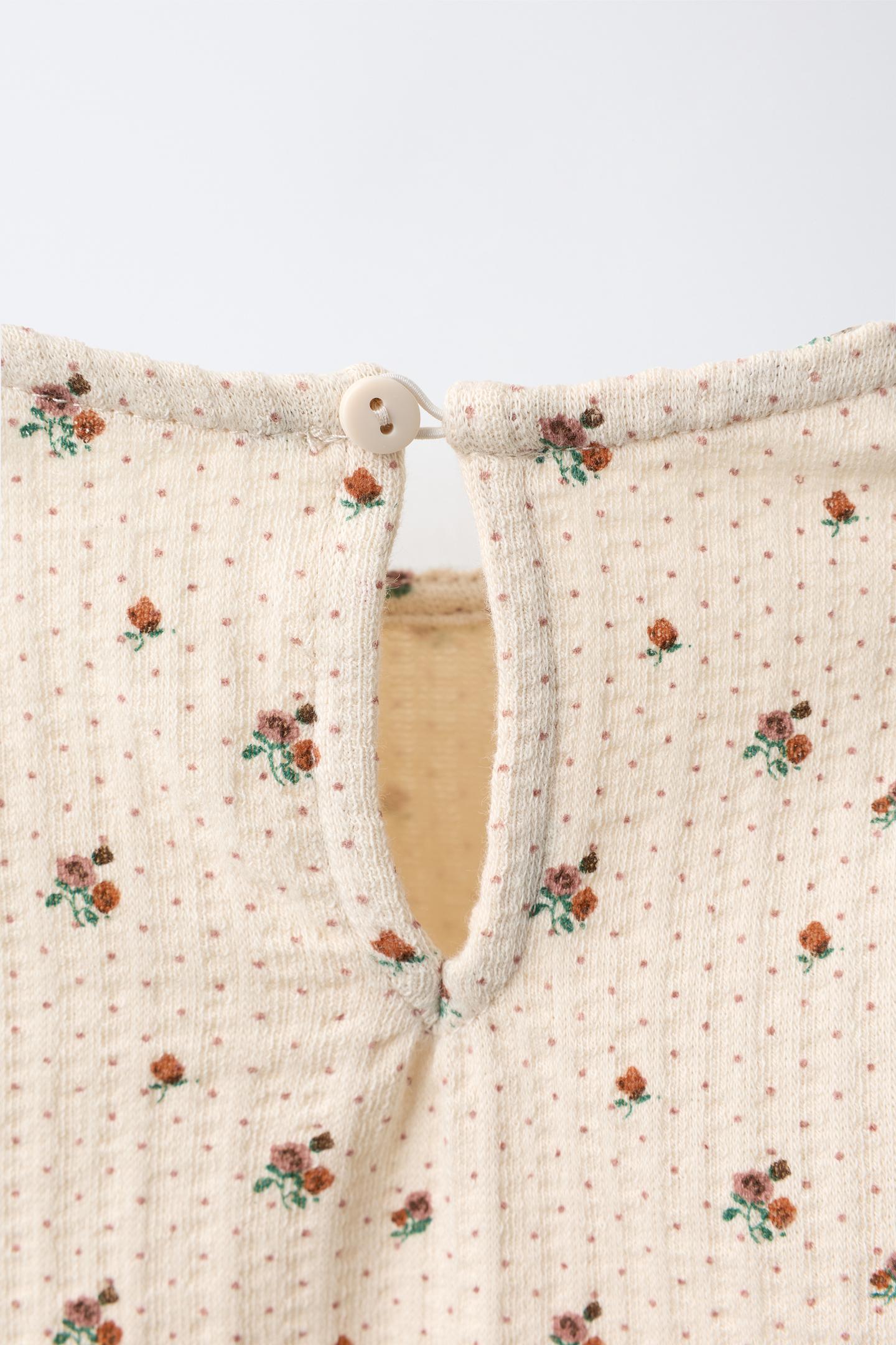 Детский комбинезон Zara Textured Floral Romper, цвет: Экрю — фото 4