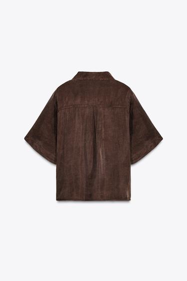 CHEMISE FLUIDE - Chocolat de Zara - Image 4