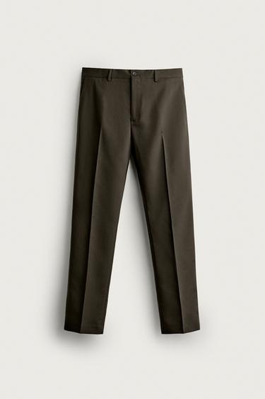 PANTALÓN TRAJE SLIM FIT - Khaki oscuro de Zara - Imagen 0