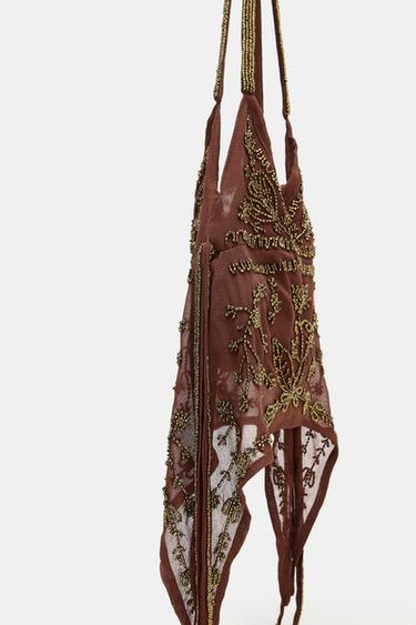 RHINESTONE BUCKET BAG - Burgundy Red by Zara - Image 3