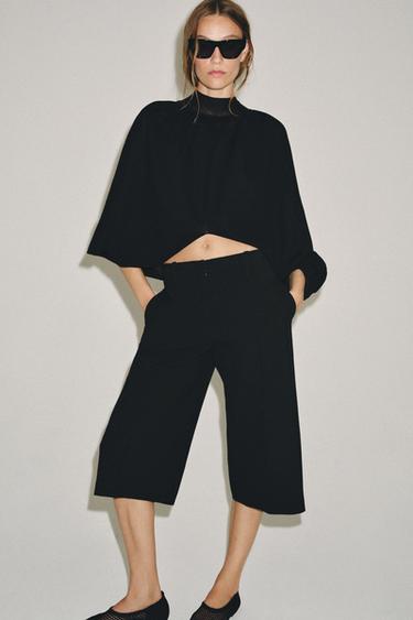 STRAIGHT BERMUDA SHORTS WITH SEAM ZW COLLECTION - Black by Zara
