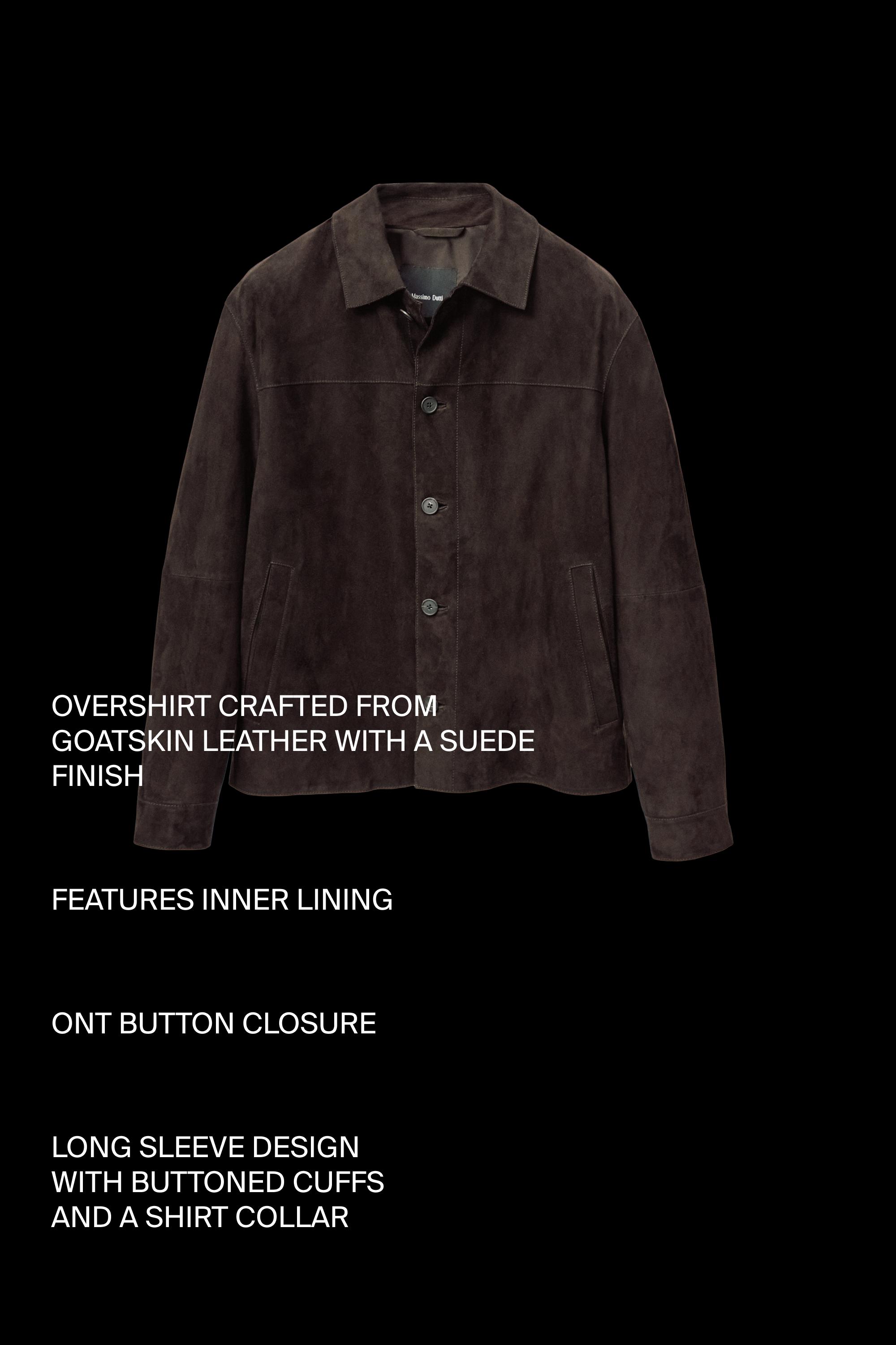 Suede leather pocket overshirt — Chocolate