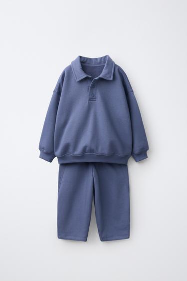 PLAIN SWEATSHIRT AND TROUSERS JOGGING SET - Grey / Blue by Zara - Image 0