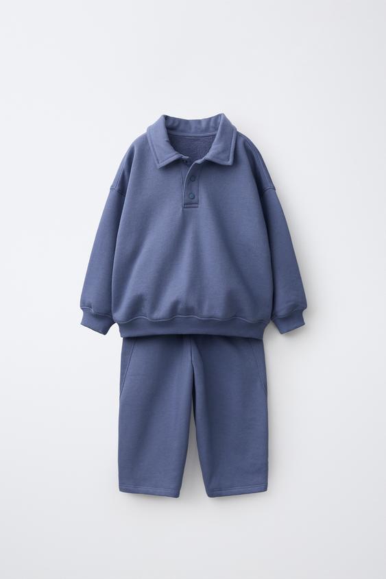 JOGGING-SET AUS SWEATSHIRT UND UNIFARBENER HOSE - Grau / Blau von Zara - Bild 0