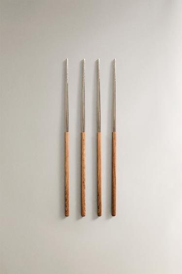 Zara WOOD-EFFECT STEEL CHOPSTICKS (PACK OF 4) - 青灰色