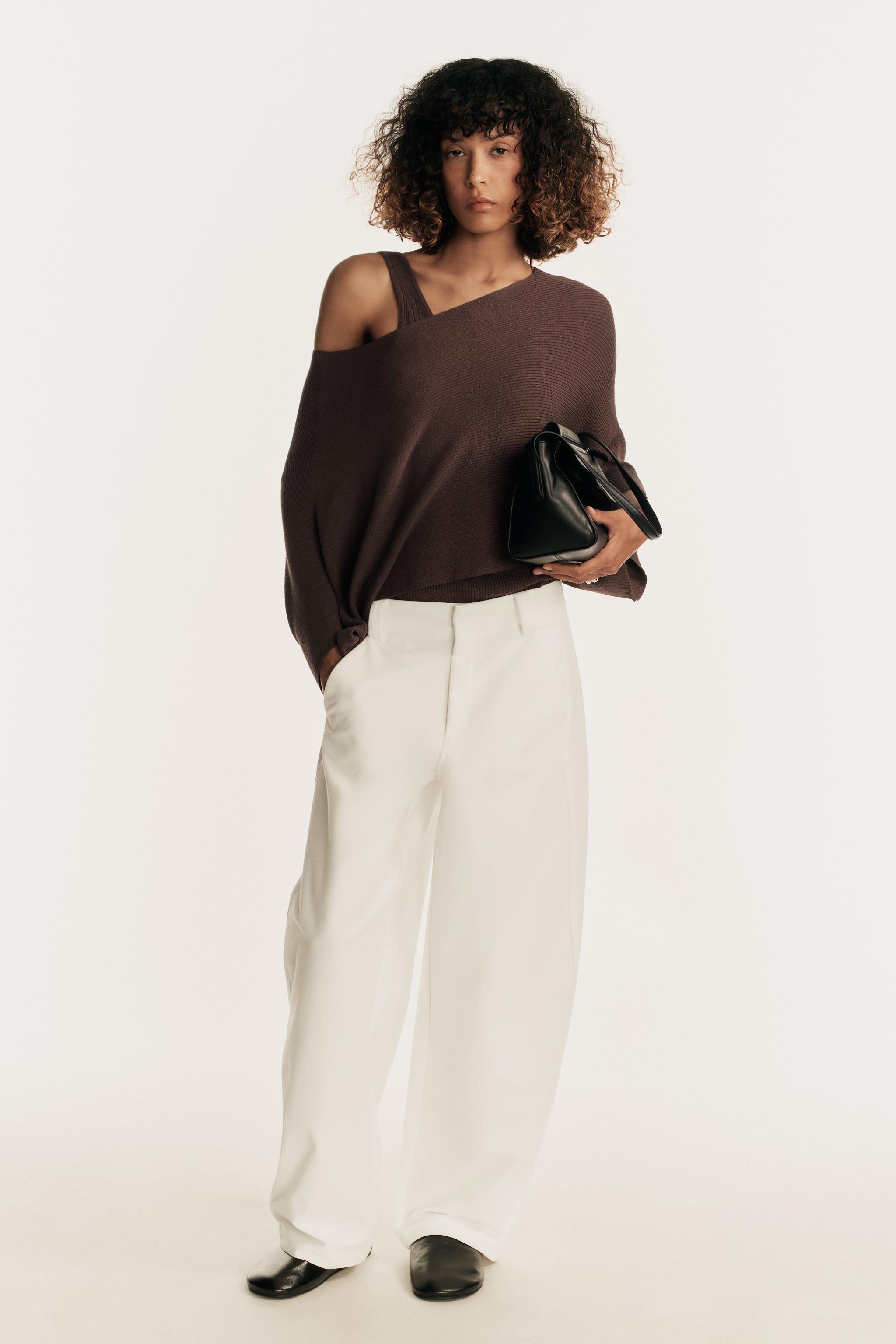 CROPPED CAPE JUMPER — Brown