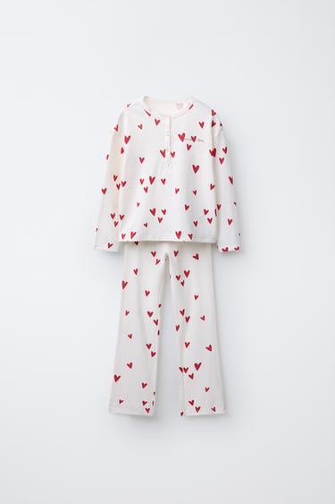 6-14 YEAR OLDS/ HEART PYJAMAS - Ecru by Zara