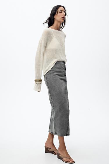 Z1975 DENIM CROSSOVER MIDI SKIRT - Grey by Zara - Image 3