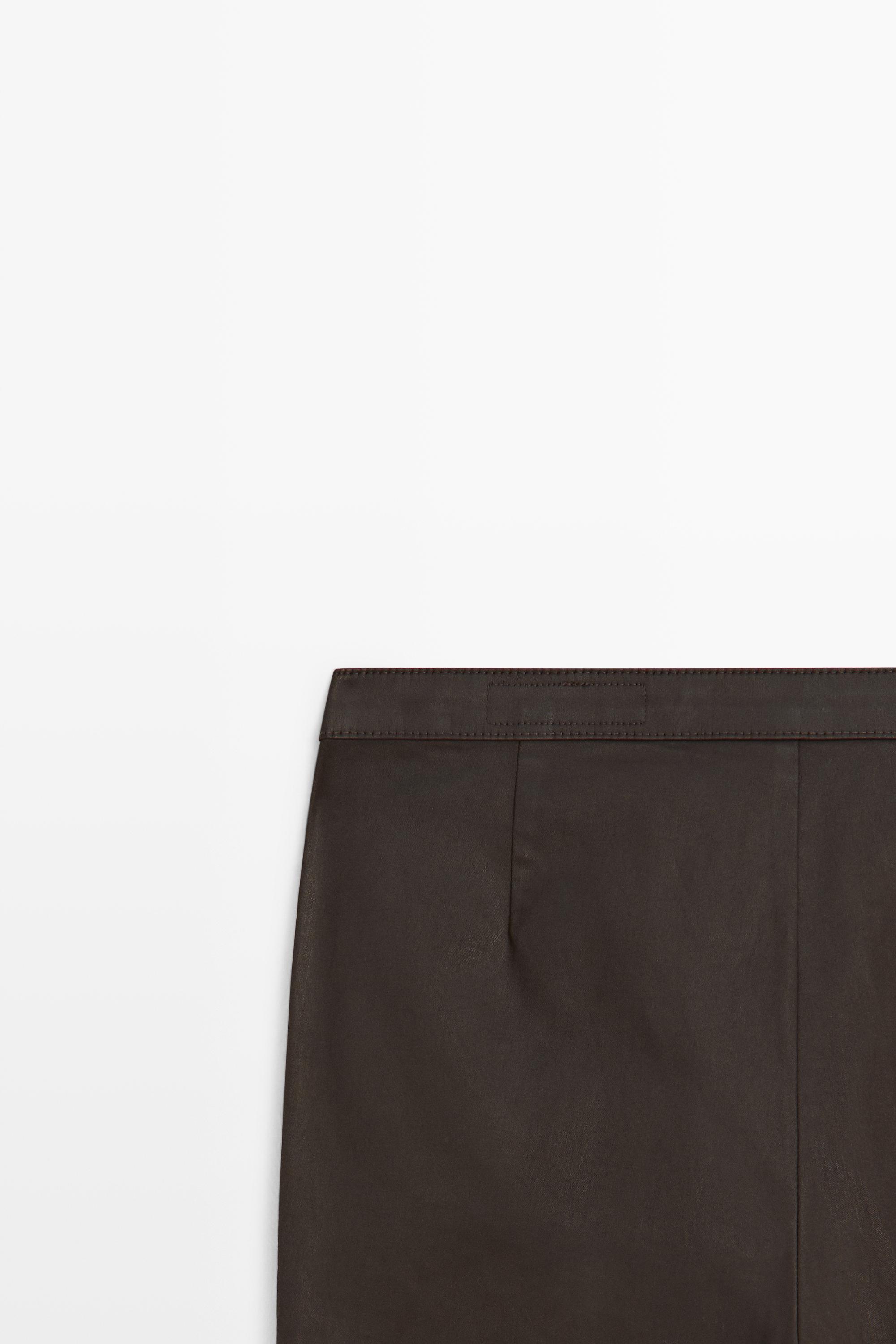 Pantalon flare cropped enduit