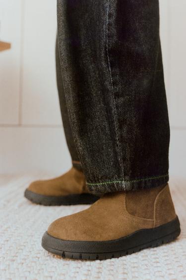 LINED LEATHER BOOTS - Brown by Zara