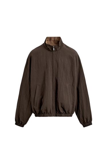 REVERSIBLE FLUID BOMBER JACKET - Brown by Zara