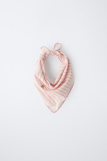 STRIPED AND EMBROIDERED FLORAL BANDANA - Pink by Zara - Image 0