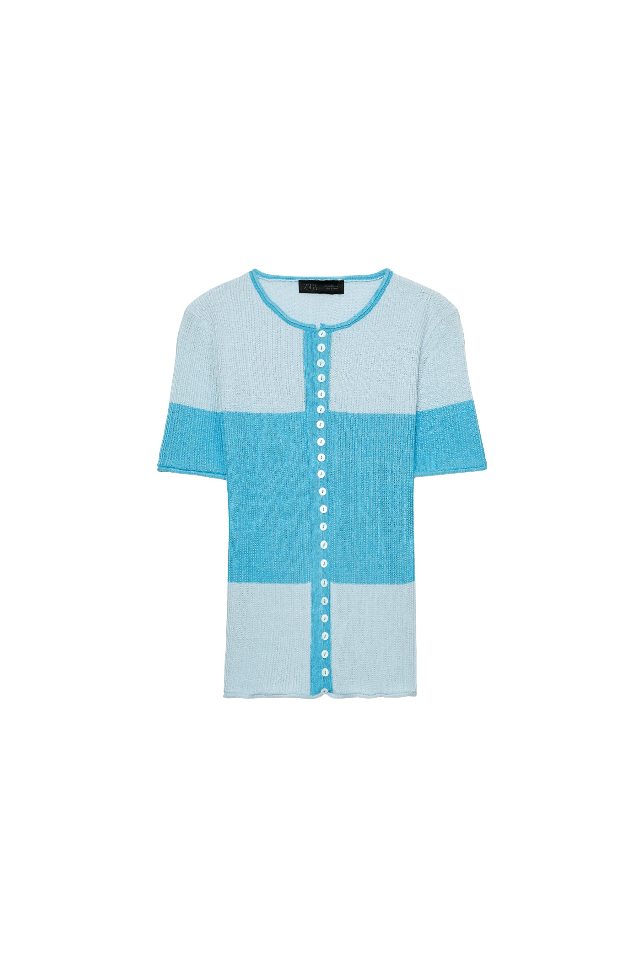 カラーブロックニットジャケット - ブルー | ZARA Japan / 日本
