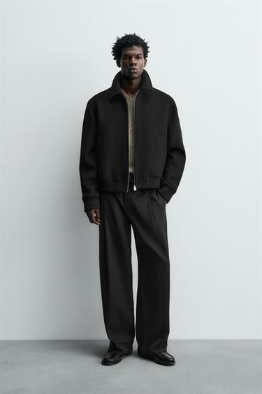 Zara COTTON - VISCOSE PLEATED PANTS - Black