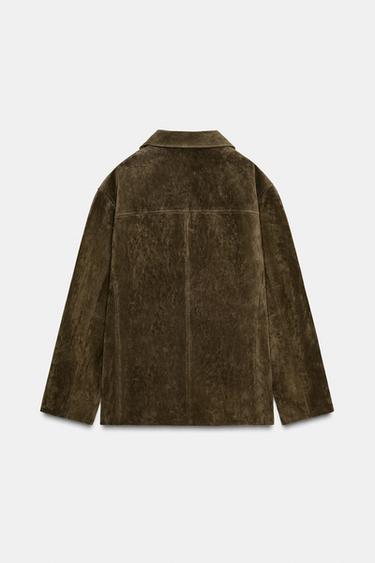 SUEDE LEATHER JACKET WITH POCKETS ZW COLLECTION LIMITED EDITION - Khaki by Zara