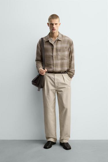 CHECK SHIRT WITH POCKET - Grey / Tan by Zara - Image 0