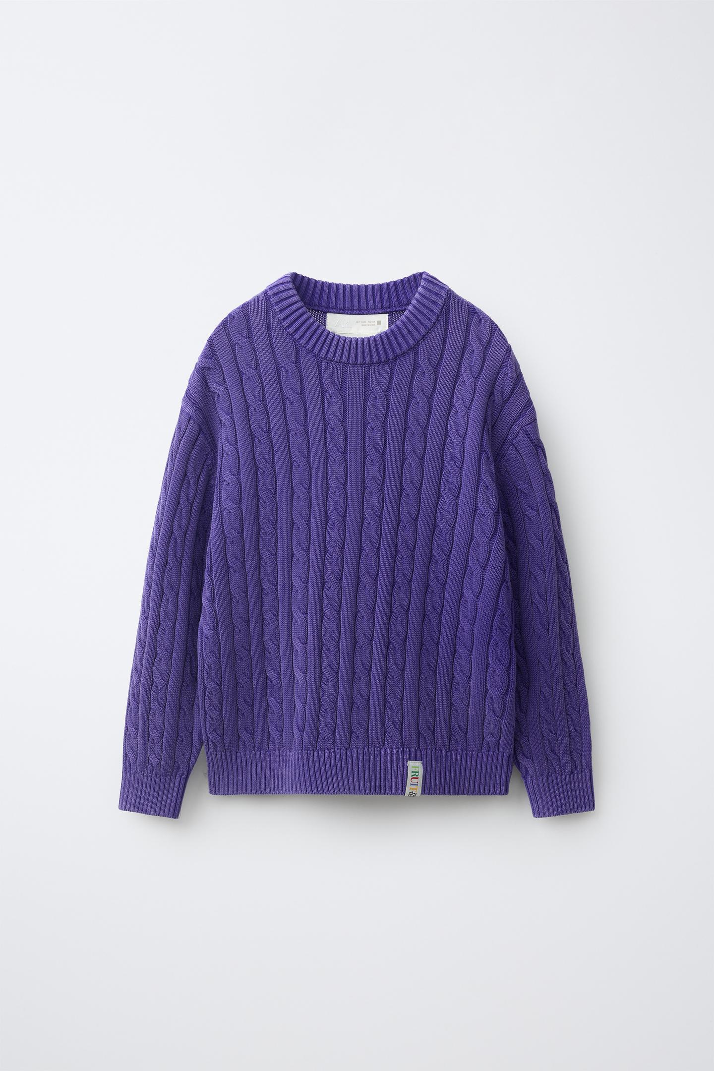 Детский свитер Zara Floral Knit, цвет: Фиолетовый