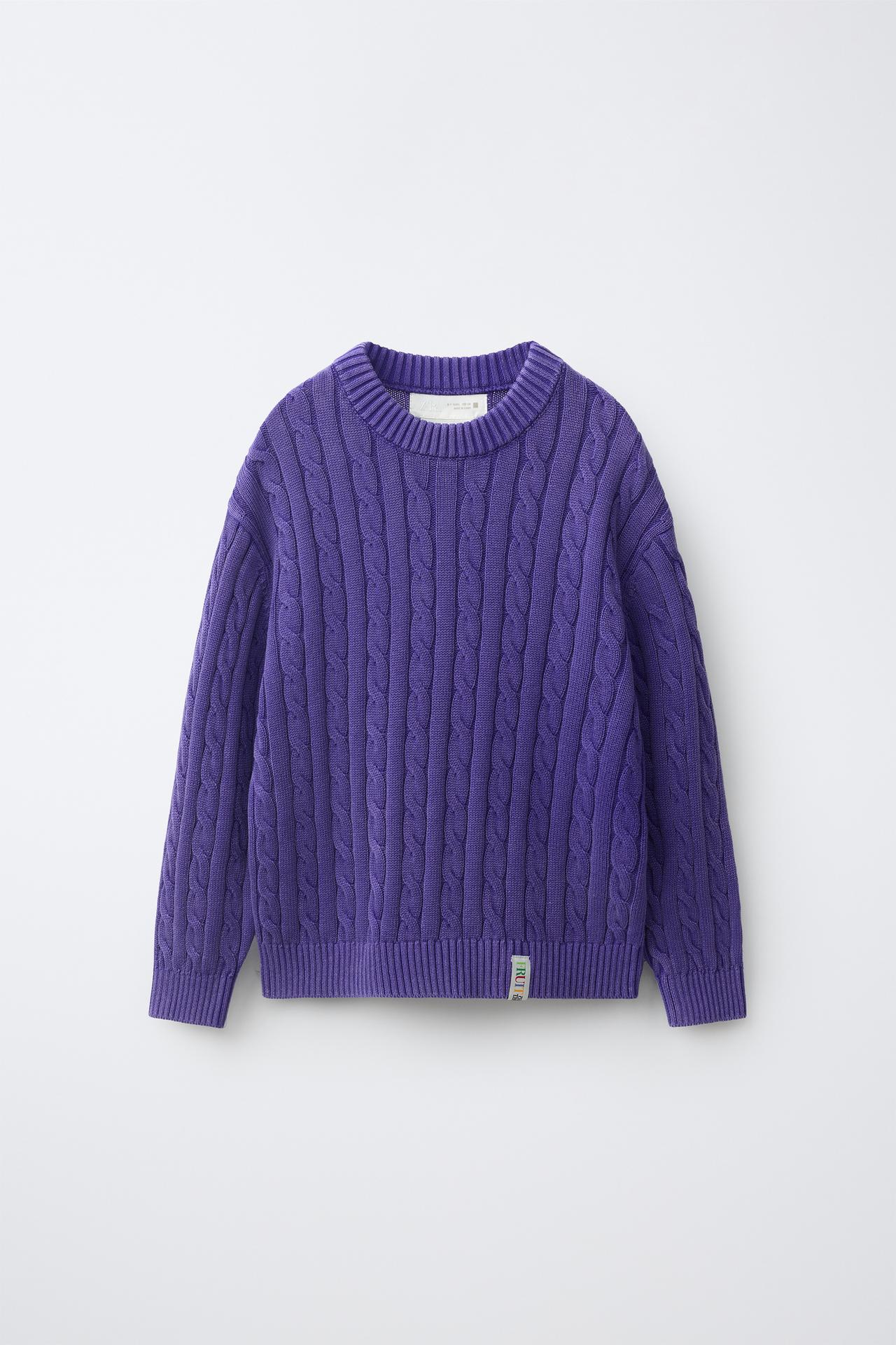FLORAL KNIT SWEATER — Purple