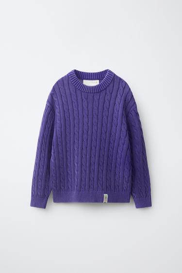FLORAL KNIT SWEATER — Purple 1