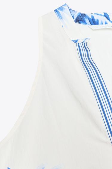 BLOUSE IMPRIMÉ TROPICAL - Écru / Bleu de Zara - Image 7
