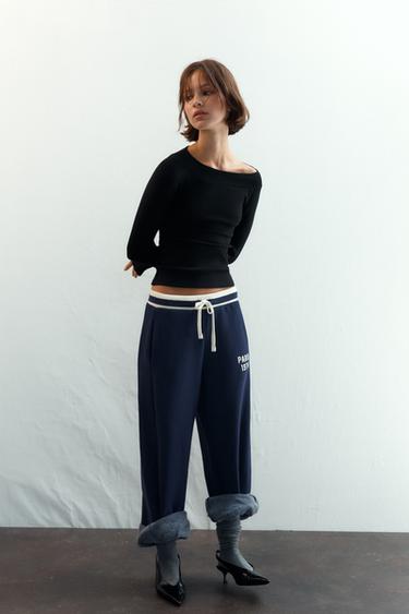 Zara 羅紋船領上衣 - 黑色