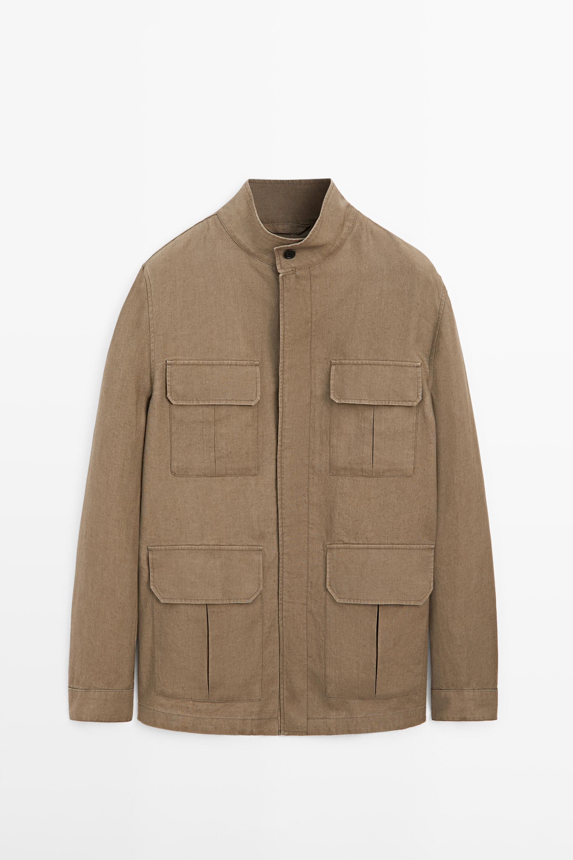 100% linen Safari jacket — taupe brown