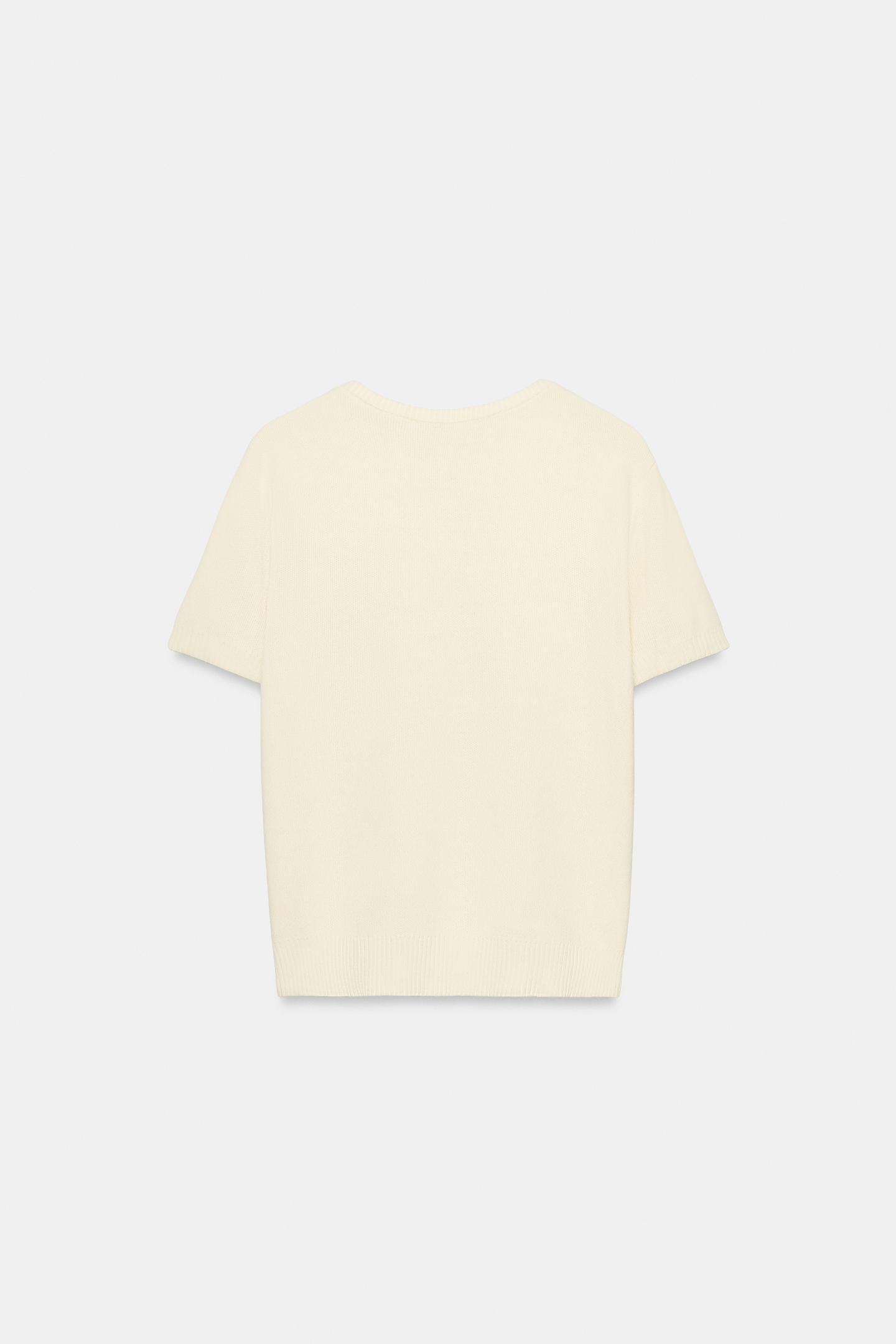 Женский топ Zara Short-Sleeve Knit Top, цвет: Экрю — фото 6