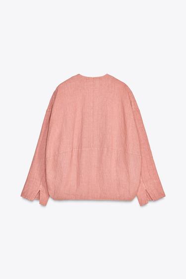 100% LINEN BOMBER JACKET ZW COLLECTION - Pink by Zara - Image 6