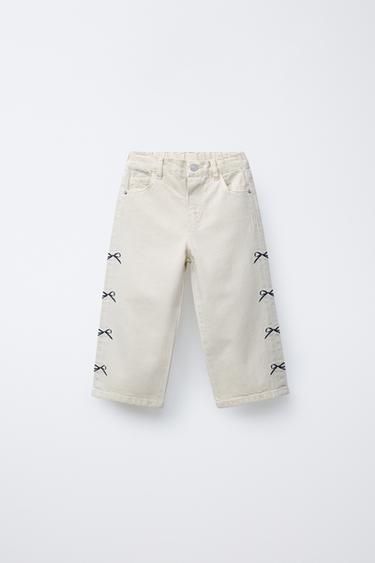 PANTALÓN SARGA CULOTTE LACITOS - Crudo de Zara