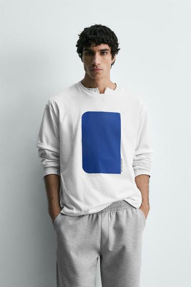 TEE-SHIRT À IMPRIMÉ GÉOMÉTRIQUE - Blanc de Zara