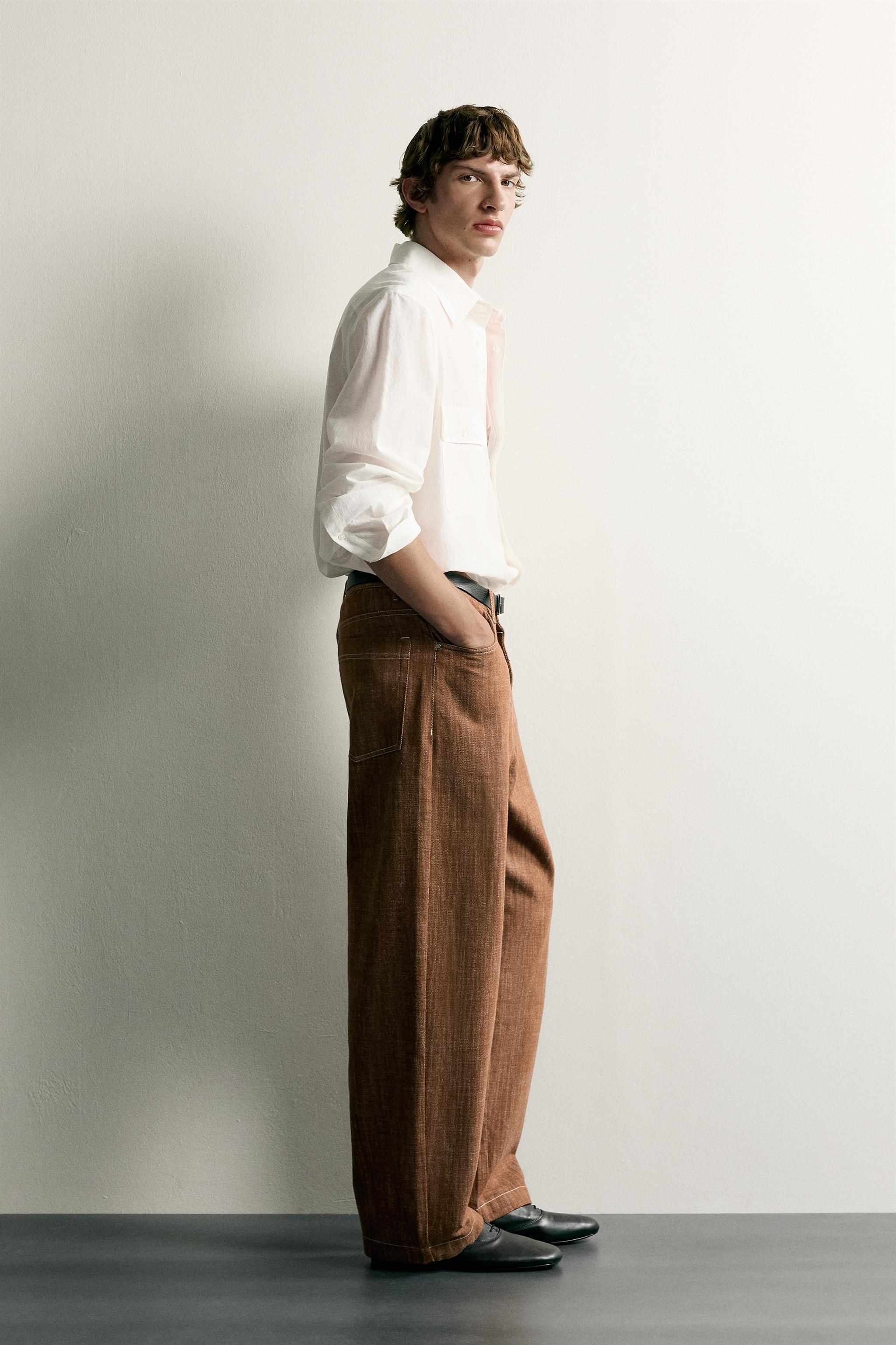 RELAXED FIT TOPSTITCHED PANTS